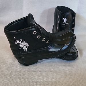 US POLO ASSN Black Quilted Ankle Duck Boots Youth 12M